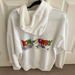 Tom and Jerry White Hoodie Sweater